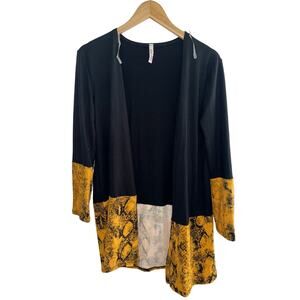 NWT Red Lolly Black and Snake Skin Open Front Long Sleeve Cardigan Size S